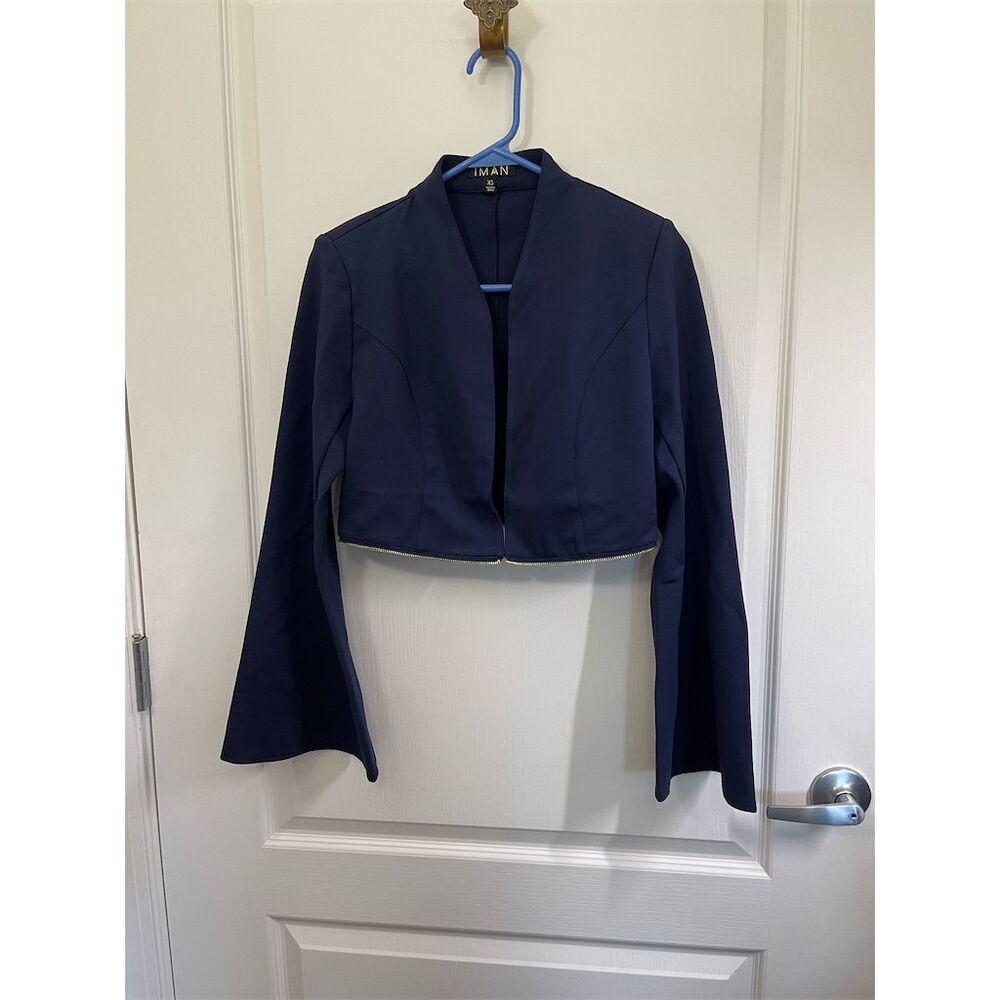 Iman Women's Blue Blazer Size S Long Sleeve can wear long or cropped (sku512) - Picture 8 of 10
